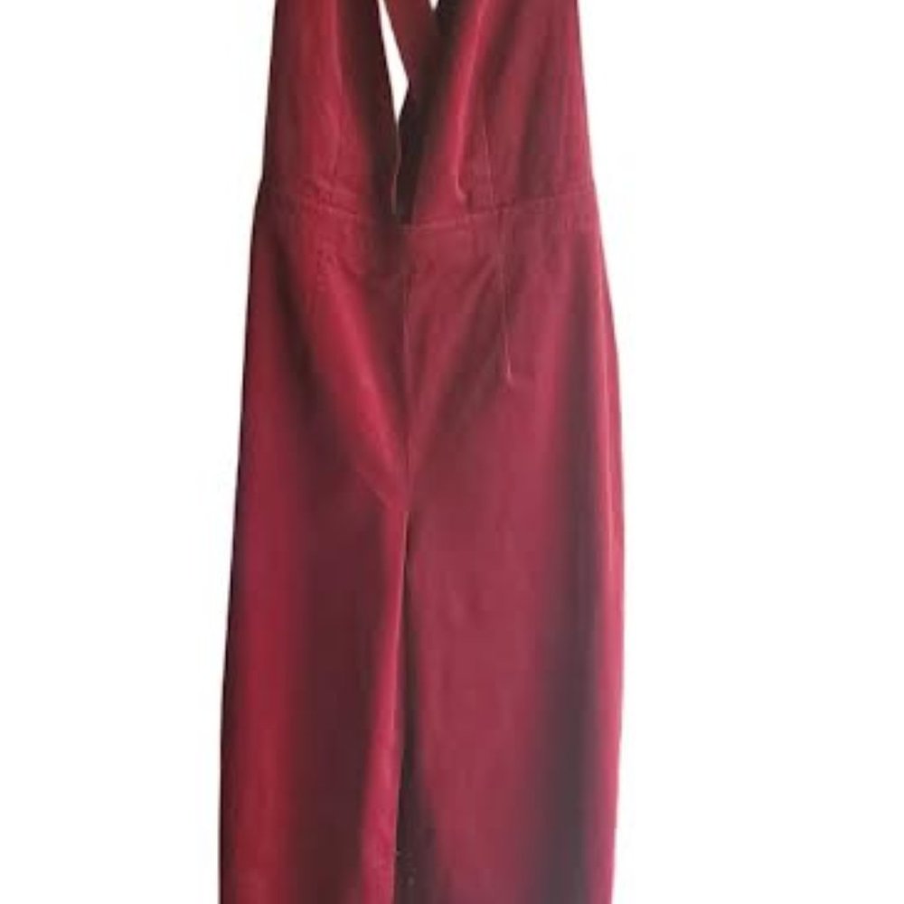 Forever 21 Red Sleeveless Adjustable Cross-Back Light Corduroy Jumpsuit SZ 1X